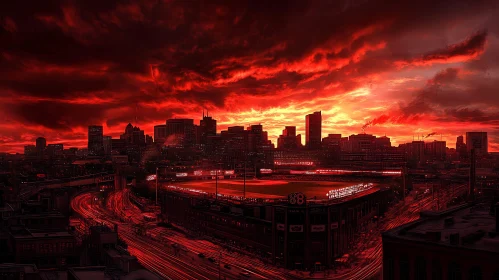 Glowing Urban Skyline at Sunset