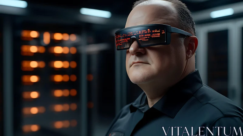 Futuristic Man with Digital Glasses AI Image