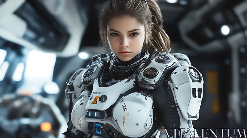 AI ART High-Tech Cyborg Woman in Sci-Fi Armor