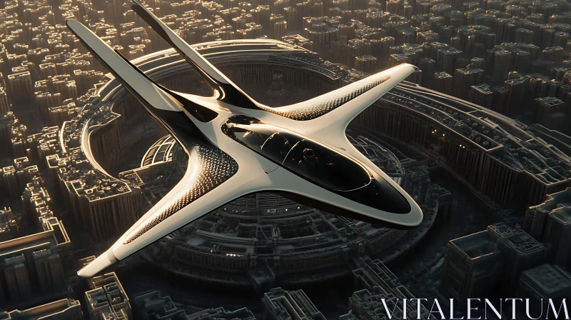 Sleek Modern Aircraft in Future City AI Image