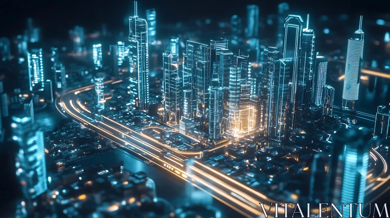 Neon Illuminated Futuristic City AI Image