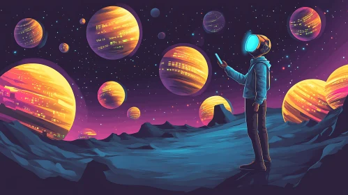 Astronaut in a Futuristic Alien Landscape