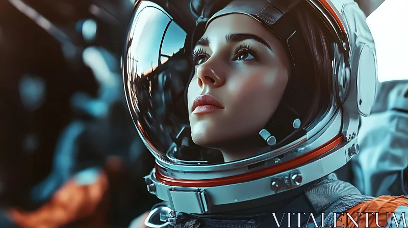 AI ART Female Astronaut in Reflective Helmet