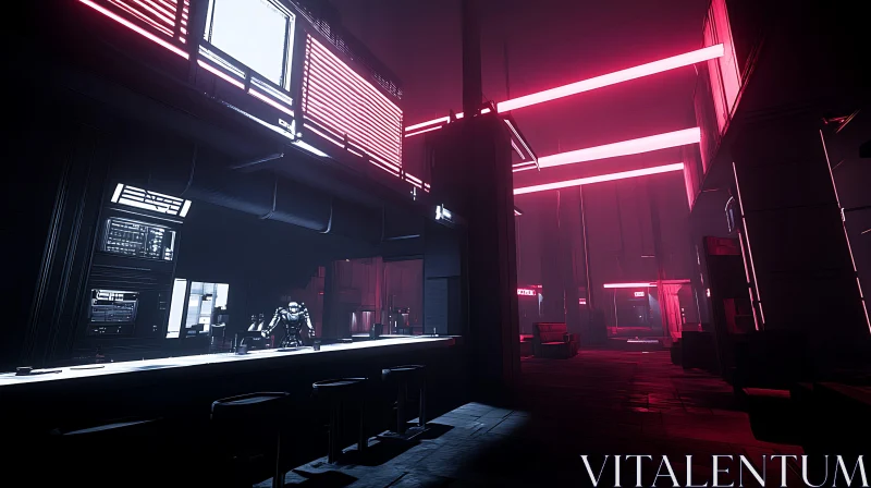 Cyberpunk Themed Bar with Neon Lighting AI Image