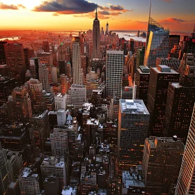 Urban Sunset Over Skyscrapers