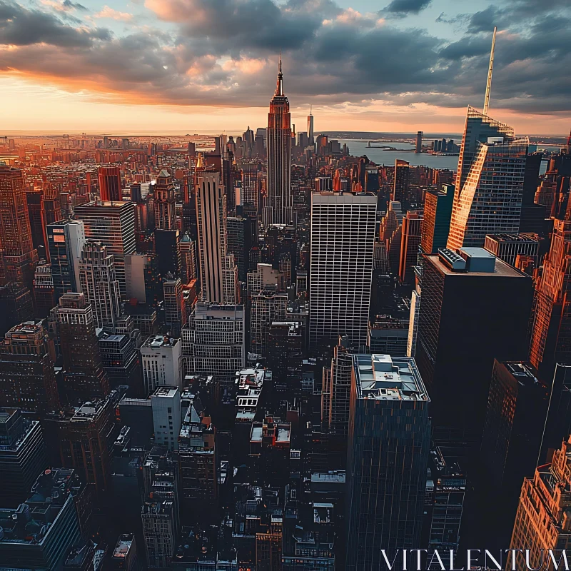 AI ART Urban Skyline at Dusk Featuring Iconic Skyscrapers