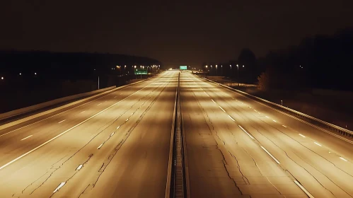 Empty Road Under Street Lights