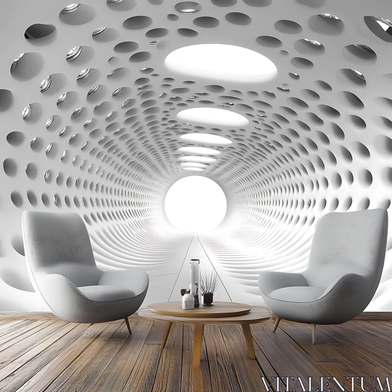 Contemporary Tunnel-Inspired Living Space AI Image