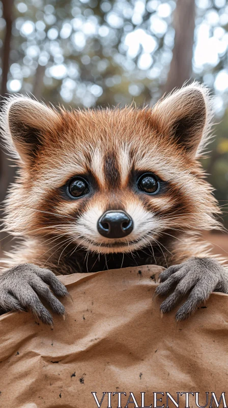 AI ART Raccoon Peeking Over Paper Bag