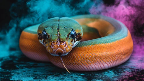 Vivid Snake with Colorful Smoke