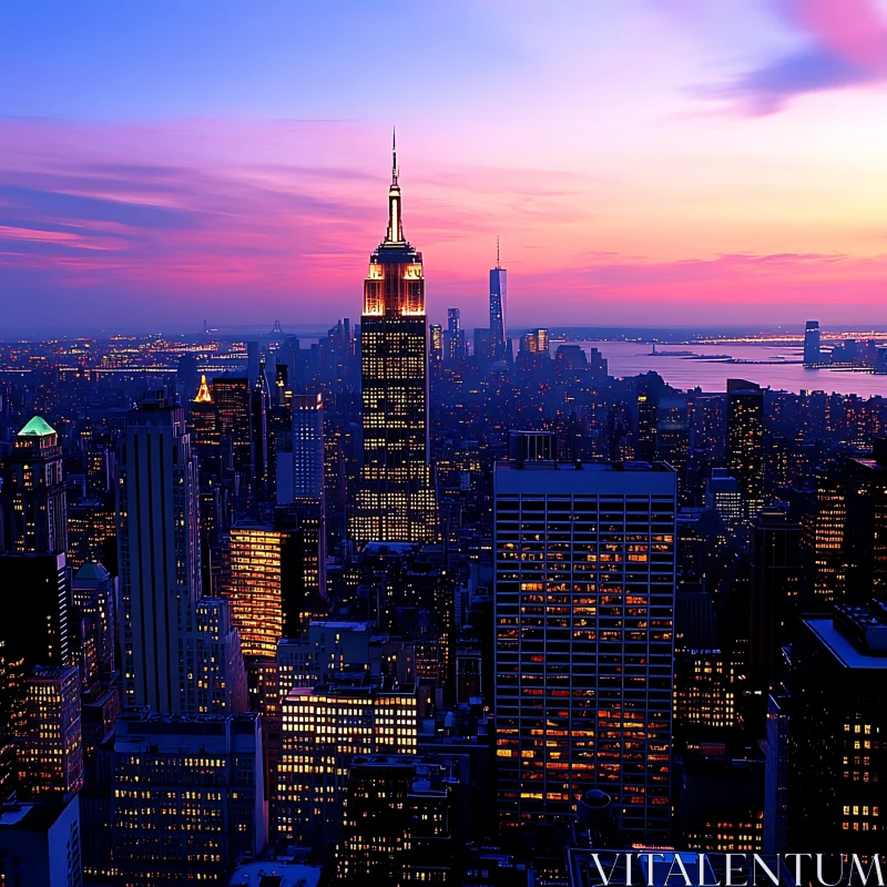 AI ART NYC Skyline at Dusk