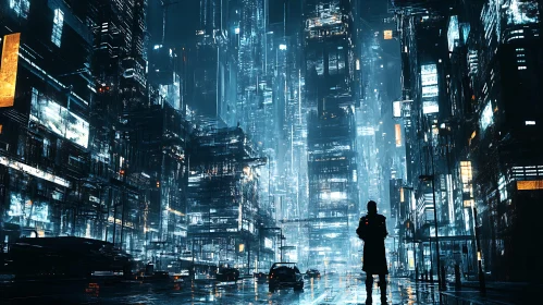 Neon-Lit Cyberpunk Cityscape at Night