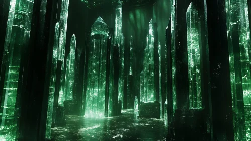 Illuminated Green Crystal Cave