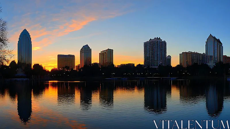 Urban Skyline During Sunset AI Image