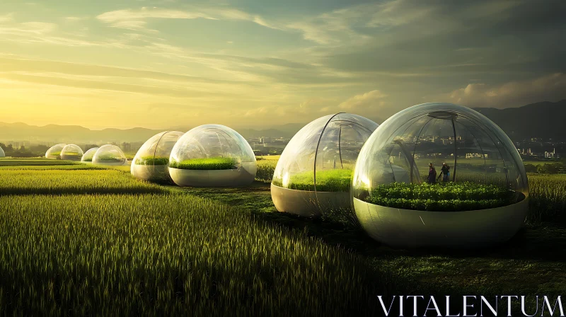 Innovative Agricultural Domes at Sundown AI Image