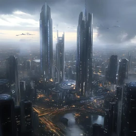 High-Tech Futuristic Urban Skyline