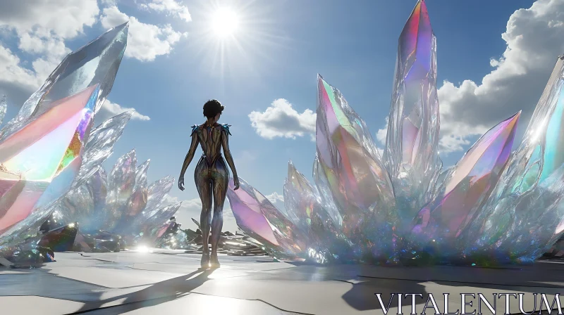 Otherworldly Crystalline Realm Under a Bright Sun