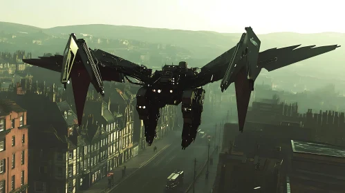 Advanced Robotic Flyer Above City
