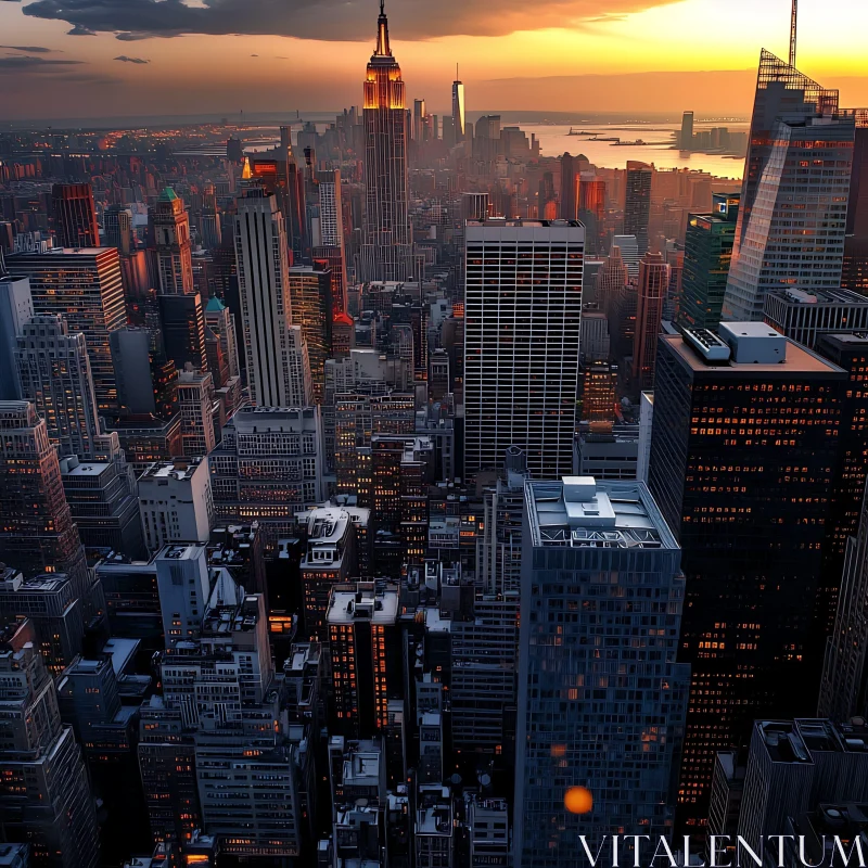 Urban Skyline at Sunset