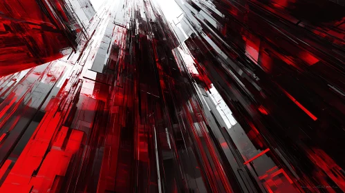 Modern Geometric Abstract in Red and Black