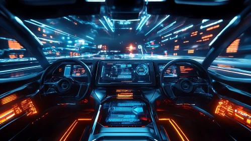 Neon-Lit Futuristic Car Dashboard