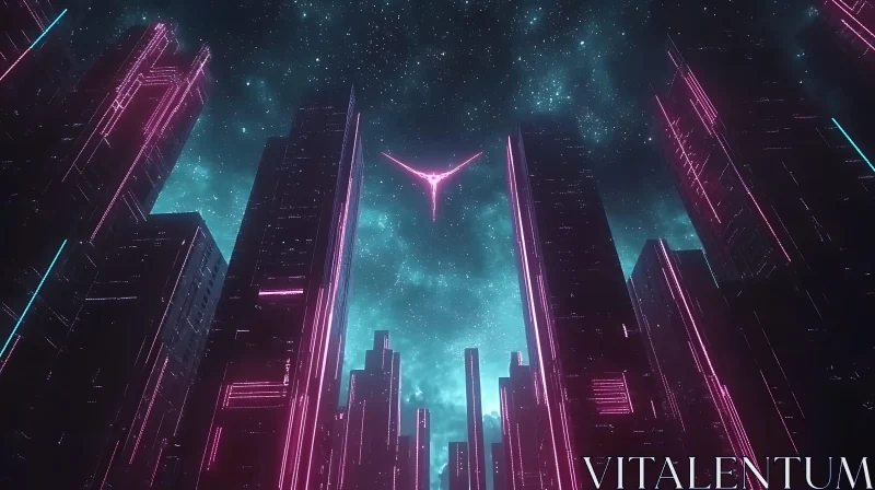 AI ART Cyberpunk City Under Starry Sky