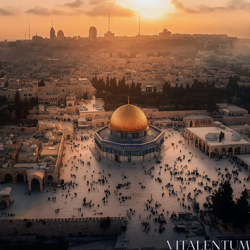 Golden Dome at Sunset in Jerusalem AI Image