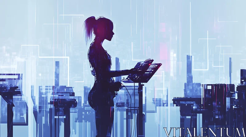 Technologically Advanced Cyborg Silhouette AI Image