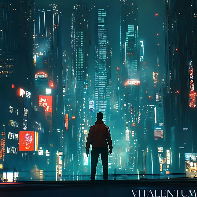 AI ART Neon-Lit Cyberpunk City at Night