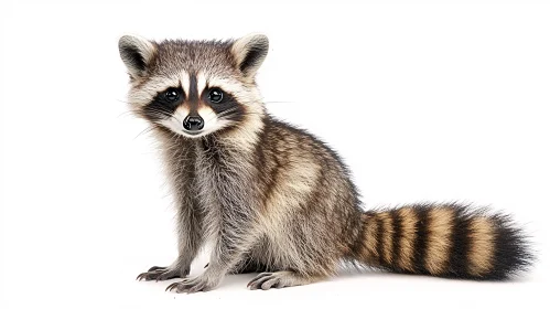 Charming Little Raccoon on White