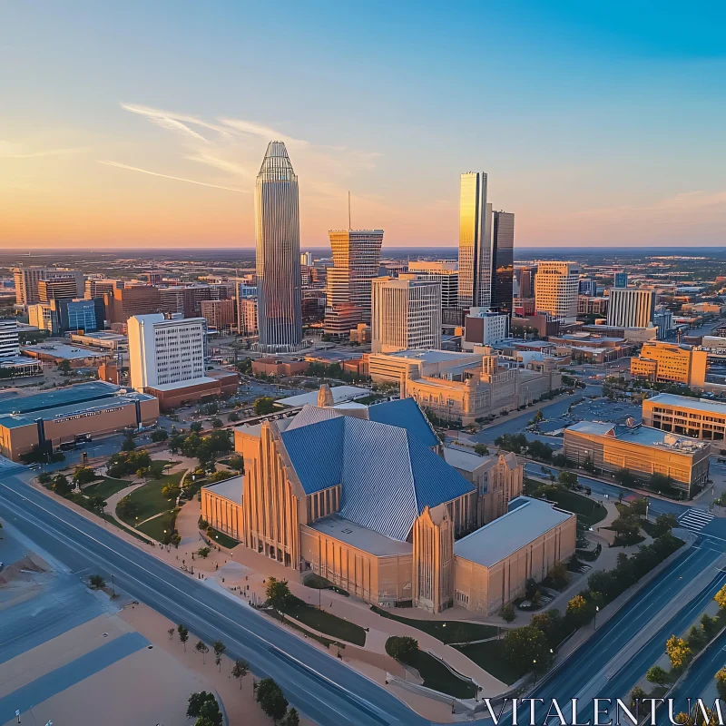 AI ART Modern City Skyline at Sunset