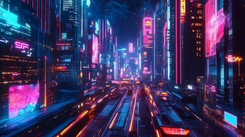 Neon-Lit Futuristic City Influenced by Cyberpunk