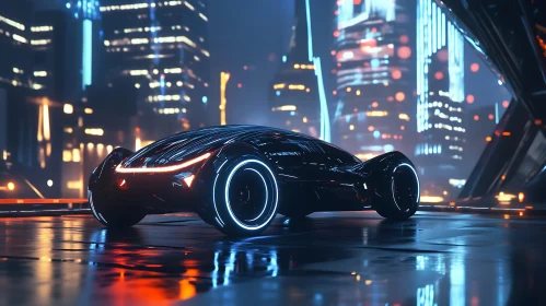 Neon City Futuristic Car