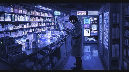 Nighttime in a Cyberpunk Store