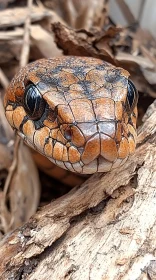 Detailed Snake Portrait Highlighting Scales and Eyes