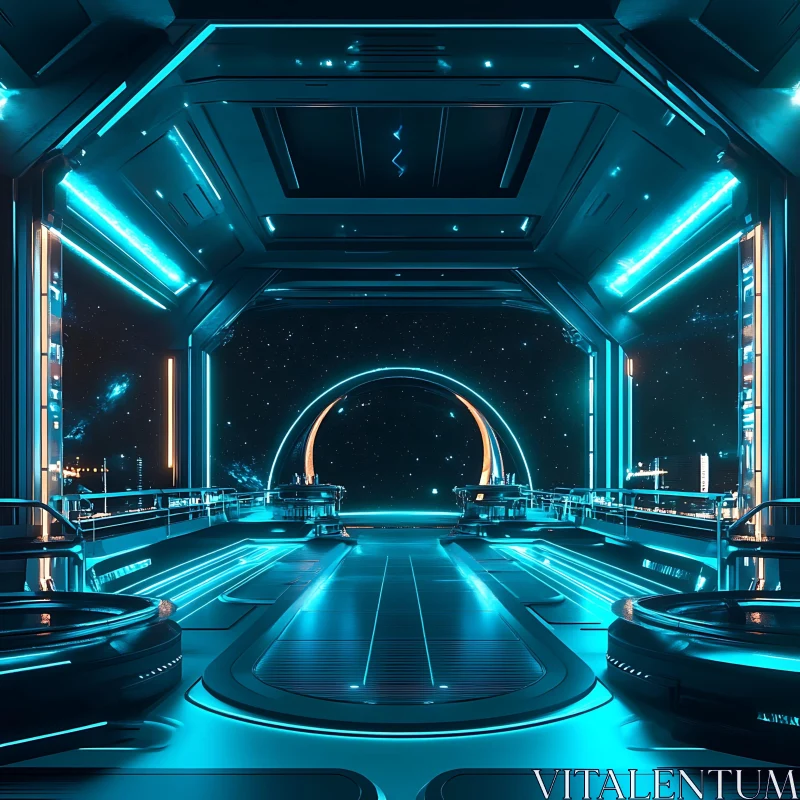 High-Tech Spaceship Interior Design AI Image