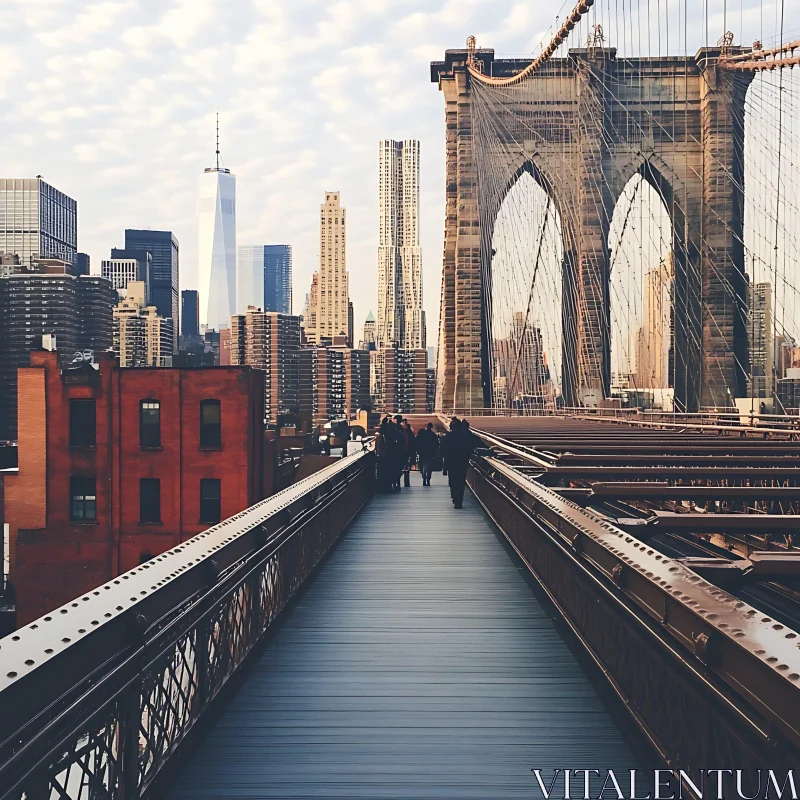 AI ART Brooklyn Bridge with New York City Skyline