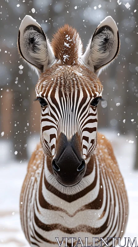 AI ART Majestic Zebra in a Snowy Landscape