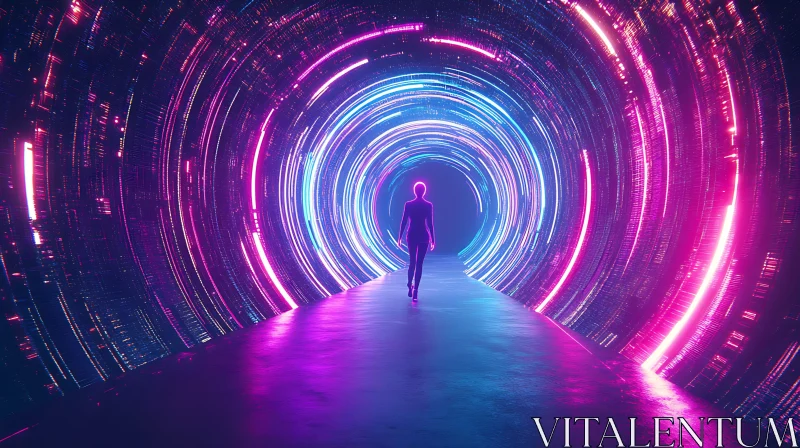 AI ART Neon Tunnel Cyber Walk