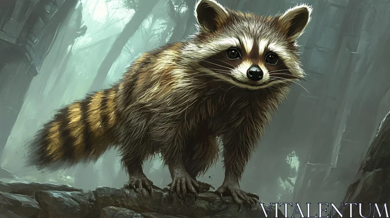 Raccoon in Enchanted Woodland AI Image