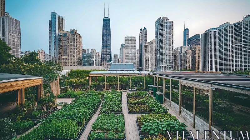 Cityscape with Rooftop Garden AI Image