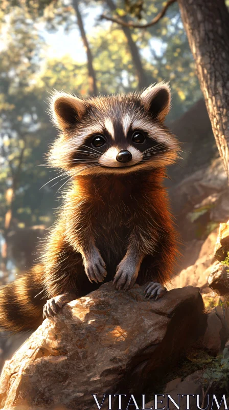 Charming Forest Raccoon AI Image