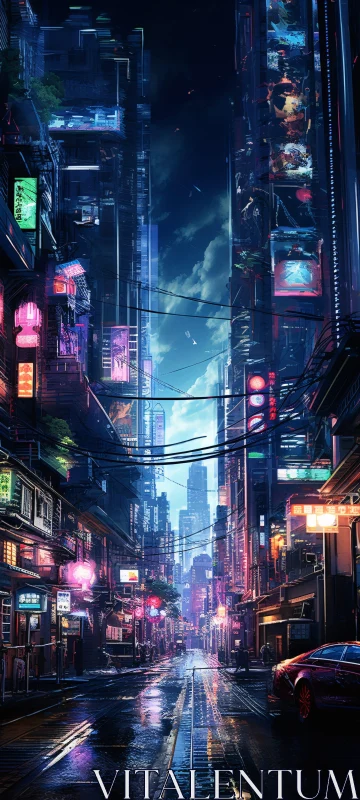 AI ART Urban Nightlife: Neon-Lit Skyscrapers and Wet Streets