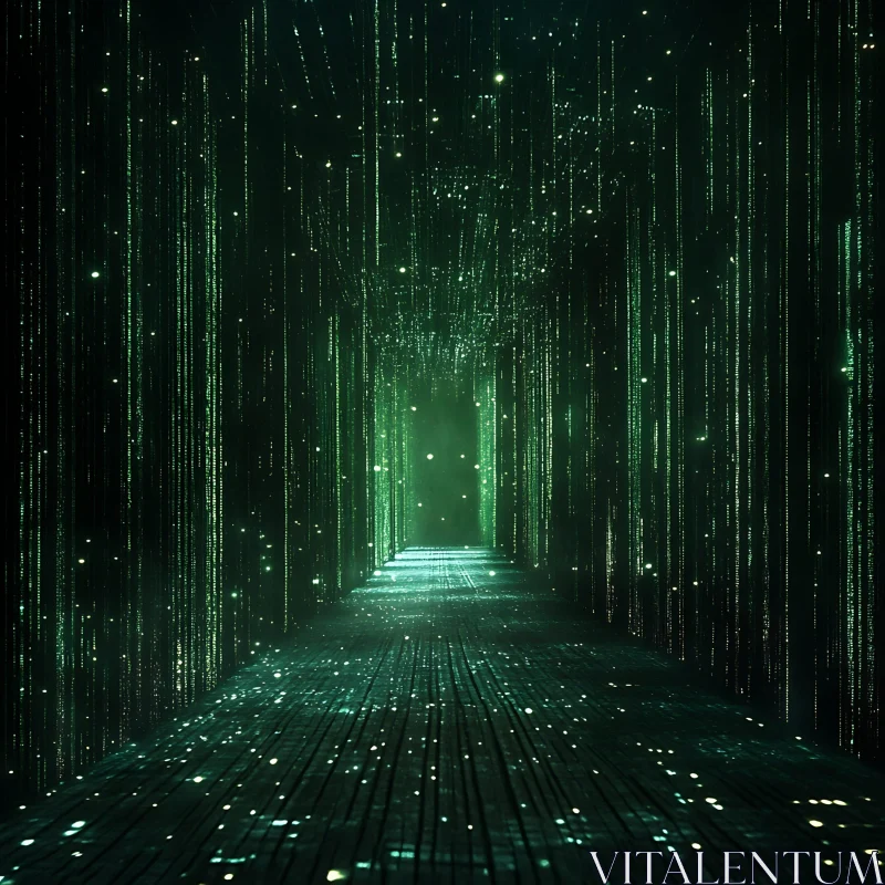 Green Digital Matrix Pathway AI Image