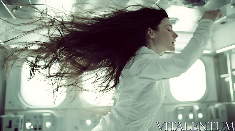 Zero Gravity Astronaut Woman AI Image