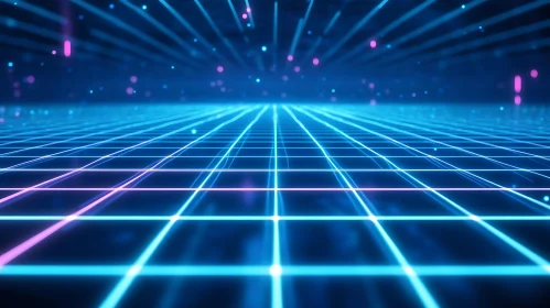 Neon Abstract Grid Art with Blue and Pink Lights