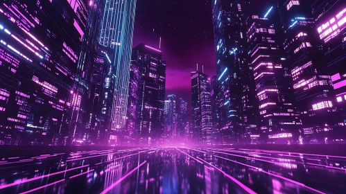 Cyberpunk Nightscape of a Neon City