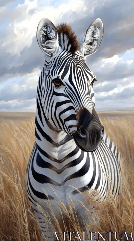 Zebra Portrait in the Wild AI Image