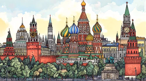 Russian Architectural Wonders with Colorful Domes and Towers