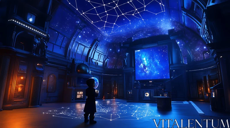 AI ART Cosmic-Themed Observatory with Illuminated Constellations